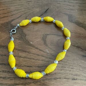 Yellow Paper Bead Bracelet Handmade